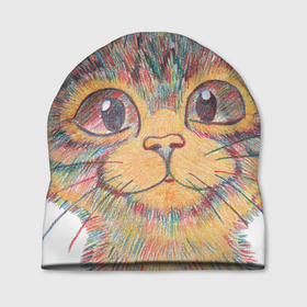 Шапка 3D с принтом A 018 Цветной кот в Белгороде, 100% полиэстер | универсальный размер, печать по всей поверхности изделия | графика | животные | звери | кот | котик | мило | мультяшка | поп арт | разноцветный | цветные карандаши