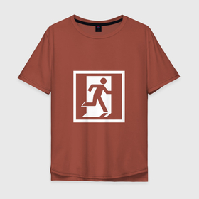 Мужская футболка хлопок Oversize с принтом Выход там в Тюмени, 100% хлопок | свободный крой, круглый ворот, “спинка” длиннее передней части | gto | знак | знак выхода | крутой учитель онидзука | онидзука | оницзука | принт из аниме
