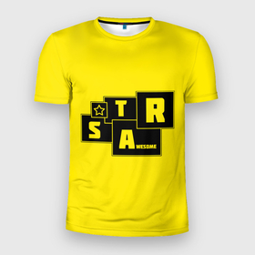Мужская футболка 3D Slim с принтом STAR | AWESOME в Белгороде, 100% полиэстер с улучшенными характеристиками | приталенный силуэт, круглая горловина, широкие плечи, сужается к линии бедра | awesome | star | желтый | звезда | радость