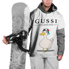 Накидка на куртку 3D с принтом GUSSI | HONK BABY в Тюмени, 100% полиэстер |  | guse | gussi | белый | гусь | мем