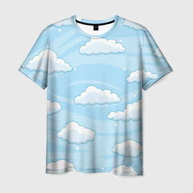 Мужская футболка 3D с принтом Зимние облака в Белгороде, 100% полиэфир | прямой крой, круглый вырез горловины, длина до линии бедер | арт | ветер | зима | небо | облака | облако | природа | рисунок | синий | снег | снежок | холод | холодный ветер