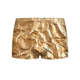 Мужские трусы 3D с принтом Мятая Фольга в Кировске, 50% хлопок, 50% полиэстер | классическая посадка, на поясе мягкая тканевая резинка | золотая фольга | золотой фон | мятая фольга | принт | фольга