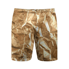 Мужские шорты спортивные с принтом Мятая Фольга ,  |  | Тематика изображения на принте: золотая фольга | золотой фон | мятая фольга | принт | фольга