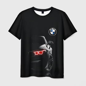 Мужская футболка 3D с принтом BMW МИНИМЛ в Новосибирске, 100% полиэфир | прямой крой, круглый вырез горловины, длина до линии бедер | автомобиль | бмв | логотип | марка | машина | неон