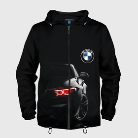 Мужская ветровка 3D с принтом BMW МИНИМЛ в Курске, 100% полиэстер | подол и капюшон оформлены резинкой с фиксаторами, два кармана без застежек по бокам, один потайной карман на груди | Тематика изображения на принте: автомобиль | бмв | логотип | марка | машина | неон