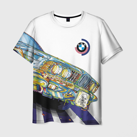 Мужская футболка 3D с принтом Бэха в стиле поп арт , 100% полиэфир | прямой крой, круглый вырез горловины, длина до линии бедер | bmw | car | color | paint | pop art | skull | автомобиль | бмв | краска | поп арт | тюнинг | цвет | череп