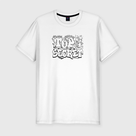 Мужская футболка хлопок Slim с принтом TOP SECRET в Новосибирске, 92% хлопок, 8% лайкра | приталенный силуэт, круглый вырез ворота, длина до линии бедра, короткий рукав | top secret | граффити | кот | кошка | секрет | топ
