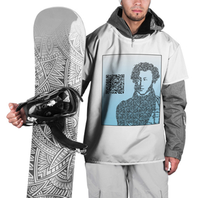Накидка на куртку 3D с принтом QR   Пушкин в Тюмени, 100% полиэстер |  | Тематика изображения на принте: lockdown | qr код | литература | портрет | поэт | пушкин