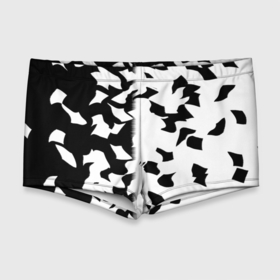 Мужские купальные плавки 3D с принтом черно белый камуфляж в Курске, Полиэстер 85%, Спандекс 15% |  | белый | камуфляж | листва | разложение | черный