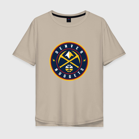 Мужская футболка хлопок Oversize с принтом Денвер Наггетс логотип в Новосибирске, 100% хлопок | свободный крой, круглый ворот, “спинка” длиннее передней части | denver | denver nuggets | nba | nuggets | баскетбол | денвер | денвер наггетс | наггетс | нба | спорт