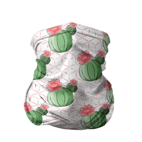 Бандана-труба 3D с принтом Паттерн из кактусов в Кировске, 100% полиэстер, ткань с особыми свойствами — Activecool | плотность 150‒180 г/м2; хорошо тянется, но сохраняет форму | кактус | кактусы | минимализм | паттерн | цветы