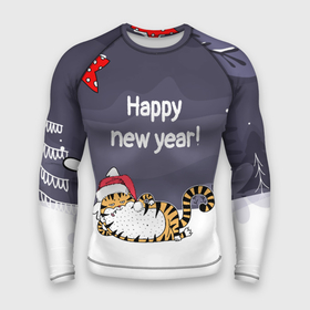 Мужской рашгард 3D с принтом Happy New Year 2022 Тигр ,  |  | Тематика изображения на принте: 2022 | год тигра | новый год | новый год 2022 | символ года | тигр | тигренок | тигрица | тигры