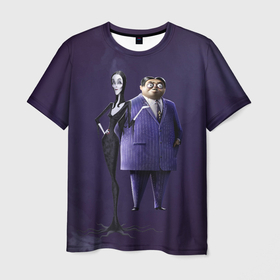 Мужская футболка 3D с принтом Семейство Аддамс в Екатеринбурге, 100% полиэфир | прямой крой, круглый вырез горловины, длина до линии бедер | арт | гомес аддамс | графика | мортиша аддамс | мультфильм | семейка аддамс