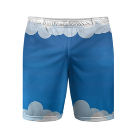 Мужские шорты спортивные с принтом Полёт в облаках в Кировске,  |  | арт | вектор | векторный рисунок | небо | облака | облако | природа | рисунок | синий