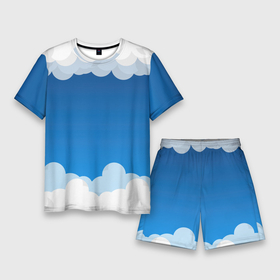 Мужской костюм с шортами 3D с принтом Полёт в облаках в Кировске,  |  | арт | вектор | векторный рисунок | небо | облака | облако | природа | рисунок | синий