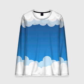 Мужской лонгслив 3D с принтом Полёт в облаках в Кировске, 100% полиэстер | длинные рукава, круглый вырез горловины, полуприлегающий силуэт | арт | вектор | векторный рисунок | небо | облака | облако | природа | рисунок | синий