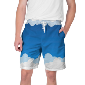 Мужские шорты 3D с принтом Полёт в облаках в Кировске,  полиэстер 100% | прямой крой, два кармана без застежек по бокам. Мягкая трикотажная резинка на поясе, внутри которой широкие завязки. Длина чуть выше колен | арт | вектор | векторный рисунок | небо | облака | облако | природа | рисунок | синий