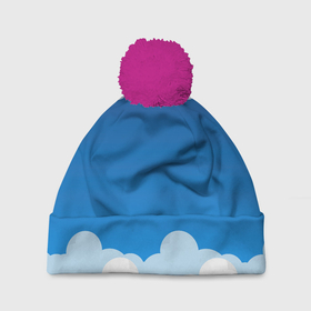 Шапка 3D c помпоном с принтом Полёт в облаках в Екатеринбурге, 100% полиэстер | универсальный размер, печать по всей поверхности изделия | арт | вектор | векторный рисунок | небо | облака | облако | природа | рисунок | синий