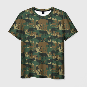 Мужская футболка 3D с принтом Звери (камуфляж) в Екатеринбурге, 100% полиэфир | прямой крой, круглый вырез горловины, длина до линии бедер | animals | camouflage | hunter | hunting | military | zoo | волк | дикая природа | егерь | животные | звери | зоопарк | камуфляж | лес | лиса | лось | медведь | милитари | олень | оружие | охота | охота на волка | охота на зайца