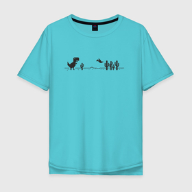 Мужская футболка хлопок Oversize с принтом Game over Google dino , 100% хлопок | свободный крой, круглый ворот, “спинка” длиннее передней части | error | game over | google dino | no internet | динозавр | игра окончена