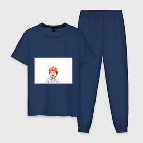 Мужская пижама хлопок с принтом haikyuu в Екатеринбурге, 100% хлопок | брюки и футболка прямого кроя, без карманов, на брюках мягкая резинка на поясе и по низу штанин
 | аниме | волейбол | хайкъю | хината | хината шое | шоё