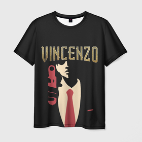 Мужская футболка 3D с принтом Винченцо , 100% полиэфир | прямой крой, круглый вырез горловины, длина до линии бедер | vincenzo | винценцо | галстук | кассано | пистолет | со джунки