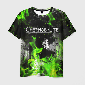 Мужская футболка 3D с принтом Chernobylite (зелёное пламя) в Санкт-Петербурге, 100% полиэфир | прямой крой, круглый вырез горловины, длина до линии бедер | Тематика изображения на принте: chernobylite | зона отчуждения | игры | сталкер | чаэс | чернобылит | чернобыль