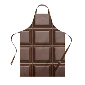 Фартук 3D с принтом Шоколадная плитка в Курске, 100% полиэстер | общий размер — 65 х 85 см, ширина нагрудника — 26 см, горловина — 53 см, длина завязок — 54 см, общий обхват в поясе — 173 см. Принт на завязках и на горловине наносится с двух сторон, на основной части фартука — только с внешней стороны | горький шоколад | плитка шоколада | темный шоколад | шоколад | шоколадная плитка