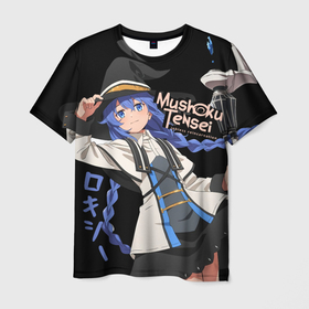 Мужская футболка 3D с принтом Реинкарнация безработного   Рокси Мигурдия , 100% полиэфир | прямой крой, круглый вырез горловины, длина до линии бедер | anime | mushoku tensei | аниме | герои | манга | реинкарнация безработного | рокси мигурдия