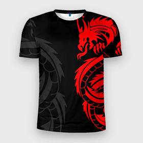 Мужская футболка 3D Slim с принтом КРАСНЫЙ ДРАКОН ТАТУ   RED DRAGON TATTOO в Тюмени, 100% полиэстер с улучшенными характеристиками | приталенный силуэт, круглая горловина, широкие плечи, сужается к линии бедра | Тематика изображения на принте: anime | blood | dragon | japan | katana | knight | samurai | senpai | snake | sun | warior | аниме | воин | дракон | животные | змея | катана | красный дракон | кровавая | кровавый | кровь | луна | меч | мифология | сакура | самураи | самурай |