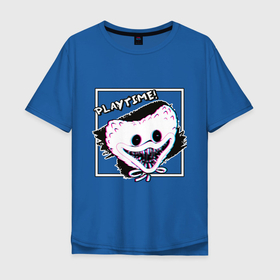 Мужская футболка хлопок Oversize с принтом Хагги Вагги Плейтайм в Тюмени, 100% хлопок | свободный крой, круглый ворот, “спинка” длиннее передней части | horror | huggy | poppy playtime | wuggy | поппи плейтайм