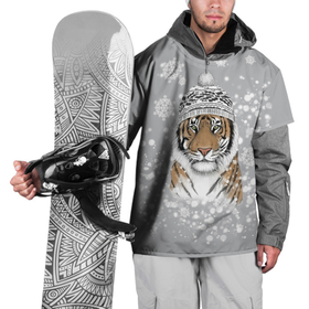Накидка на куртку 3D с принтом Снежный тигр в Санкт-Петербурге, 100% полиэстер |  | Тематика изображения на принте: 2022 | год тигра | зимний тигр | новогодний подарок | новый год | новый год 2020 | подарок на новый год | снег