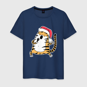 Мужская футболка хлопок с принтом Тигр поет в караоке в Курске, 100% хлопок | прямой крой, круглый вырез горловины, длина до линии бедер, слегка спущенное плечо. | 2022 | год тигра | новый год | новый год 2022 | символ года | тигр | тигренок | тигрица | тигры