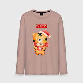 Мужской лонгслив хлопок с принтом Праздничный тигренок 2022 в Кировске, 100% хлопок |  | 2022 | год тигра | новый год | новый год 2022 | символ года | тигр | тигренок | тигрица | тигры