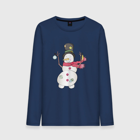 Мужской лонгслив хлопок с принтом Потрепанный снеговик в Курске, 100% хлопок |  | 2022 | новогодний | новый год | рождество | снег | снеговик