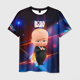 Мужская футболка 3D с принтом Босс молокосос (деловой стиль) в Новосибирске, 100% полиэфир | прямой крой, круглый вырез горловины, длина до линии бедер | Тематика изображения на принте: baby | boss | boss baby | босс | босс молокосос | маленький босс | малыш | мальчик | молокосос | ребенок