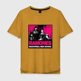 Мужская футболка хлопок Oversize с принтом Rock n roll old school в Тюмени, 100% хлопок | свободный крой, круглый ворот, “спинка” длиннее передней части | alternative | music | punk | punkrock | ramones | ramons | rock | альтернатива | музыка | панк | панкрок | рамонс | рок
