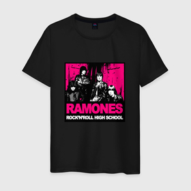 Мужская футболка хлопок с принтом Rock n roll old school в Белгороде, 100% хлопок | прямой крой, круглый вырез горловины, длина до линии бедер, слегка спущенное плечо. | alternative | music | punk | punkrock | ramones | ramons | rock | альтернатива | музыка | панк | панкрок | рамонс | рок
