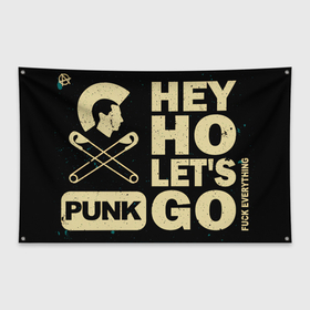 Флаг-баннер с принтом Хэй хо летс го в Екатеринбурге, 100% полиэстер | размер 67 х 109 см, плотность ткани — 95 г/м2; по краям флага есть четыре люверса для крепления | alternative | music | punk | punkrock | ramones | ramons | rock | альтернатива | музыка | панк | панкрок | рамонс | рок