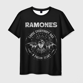 Мужская футболка 3D с принтом Сердце Рамонс в Петрозаводске, 100% полиэфир | прямой крой, круглый вырез горловины, длина до линии бедер | Тематика изображения на принте: alternative | music | punk | punkrock | ramones | ramons | rock | альтернатива | музыка | панк | панкрок | рамонс | рок