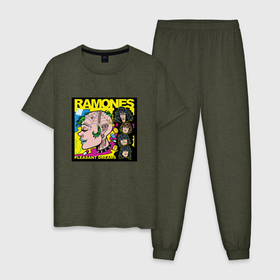 Мужская пижама хлопок с принтом Art Ramones в Кировске, 100% хлопок | брюки и футболка прямого кроя, без карманов, на брюках мягкая резинка на поясе и по низу штанин
 | alternative | music | punk | punkrock | ramones | ramons | rock | альтернатива | музыка | панк | панкрок | рамонс | рок