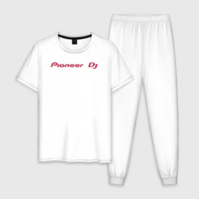 Мужская пижама хлопок с принтом Pioneer DJ   Logo в Новосибирске, 100% хлопок | брюки и футболка прямого кроя, без карманов, на брюках мягкая резинка на поясе и по низу штанин
 | 2 | 2000 | 3000 | cdj | dj | logo | nexus | nxs | pioneer | диджей | лого | логотип | пионер