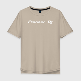 Мужская футболка хлопок Oversize с принтом Pioneer DJ   Logo (White) в Белгороде, 100% хлопок | свободный крой, круглый ворот, “спинка” длиннее передней части | Тематика изображения на принте: 2 | 2000 | 3000 | cdj | dj | nexus | nxs | pioneer | диджей | музыка | пионер