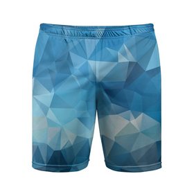 Мужские шорты спортивные с принтом Цифровое небо в Белгороде,  |  | абстракция | геометрический | градиент | грани | мозаика | полигоны | синий | текстура | треугольники | фон | цвет | яркий