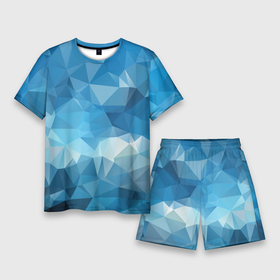 Мужской костюм с шортами 3D с принтом Цифровое небо ,  |  | абстракция | геометрический | градиент | грани | мозаика | полигоны | синий | текстура | треугольники | фон | цвет | яркий