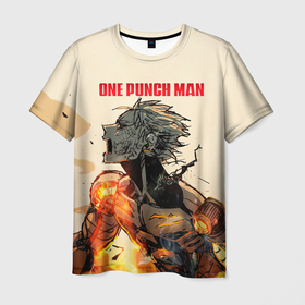 Мужская футболка 3D с принтом Разрушение Геноса One Punch Man в Новосибирске, 100% полиэфир | прямой крой, круглый вырез горловины, длина до линии бедер | genos | genoсide | jenosu | one punch man | one punchman | onepunchman | oni saibogu | аниме | ван панч мен | ванпанчмен | генос | кибердемон | кибернетическое тело | манга | сильнейший человек | человек одинудар | человек одного удара