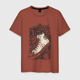 Мужская футболка хлопок с принтом Винтажные кеды в Белгороде, 100% хлопок | прямой крой, круглый вырез горловины, длина до линии бедер, слегка спущенное плечо. | арт | винтаж | иллюстрация | кеды | кроссовки | кросы