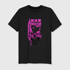 Мужская футболка хлопок Slim с принтом Pink Hoonigan в Петрозаводске, 92% хлопок, 8% лайкра | приталенный силуэт, круглый вырез ворота, длина до линии бедра, короткий рукав | colorful | gangsta | арт | бандит | иллюстрация | крутой | лондон