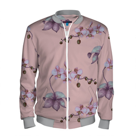 Мужской бомбер 3D с принтом Розовые орхидеи на розовом фоне в Тюмени, 100% полиэстер | застегивается на молнию, по бокам два кармана без застежек, по низу бомбера и на воротнике - эластичная резинка | Тематика изображения на принте: 8 марта | flowers | march 8 | spring | ботаническая иллюстрация | весна | день рождения | лето | любовь | орхидея | праздник | принт | природа | растения | розовый | цветы