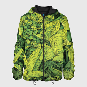 Мужская куртка 3D с принтом Растительная жизнь   Хоста в Новосибирске, ткань верха — 100% полиэстер, подклад — флис | прямой крой, подол и капюшон оформлены резинкой с фиксаторами, два кармана без застежек по бокам, один большой потайной карман на груди. Карман на груди застегивается на липучку | весенний | зеленый | листья | растения | салатовый | свежий | хоста | цветы